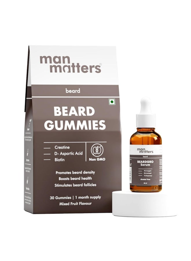 مان ماترز زيت سيروم بيرد غرو من مان ماترز مع حلوى اللحية (30 قطعة) | يحتوي على أناجين، أمينيكسيل وإكليل الجبل | بيوتين وكرياتين | ينشط خلايا الشعر، يحسن كثافة اللحية ويعزز نمو شعر أكثر كثافة. - Image 1